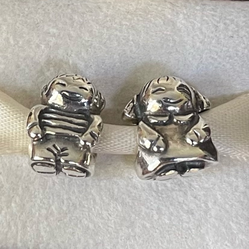 Authentic Pandora Sterling Silver 925 Boy and Girl Set Charm